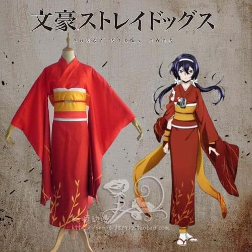 Bungo Stray Dogs Kyoka Izumi Kimono Cosplay Costume with black bow, Perfect Custom For You