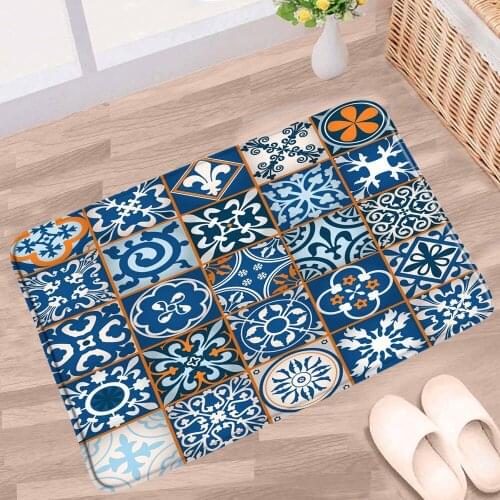 Moroccan Ethnic Style Bathroom Mat Indian Bohemian Retro Geometric Pattern Non-Slip Rug Home Floor Decor Kitchen Doorway Carpets
