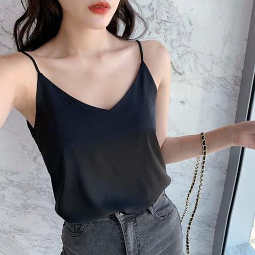 Crop Tops Shirt Summer Silk Tank Top 2020 Women Sexy V Neck Basic Tops Blusas Casual Vest Womens Lace Camisole Plus Size Female