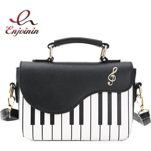 ENJOINI Cute Piano Pattern Fashion Pu Leather Casual Ladies Purses and Handbag Shoulder Bag Crossbody Messenger Bag handbag