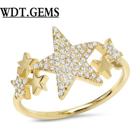 0.19CT 10K Rose Gold Multi Stars Constellation Diamond Cocktail Fashion Ring