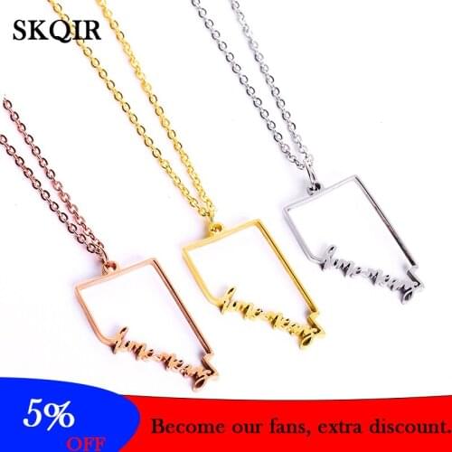 Fashion Nevada State Pendant Letter Necklace Stainless Steel Gold Color Charm Choker Jewelry for Women Men Birth Day Gift