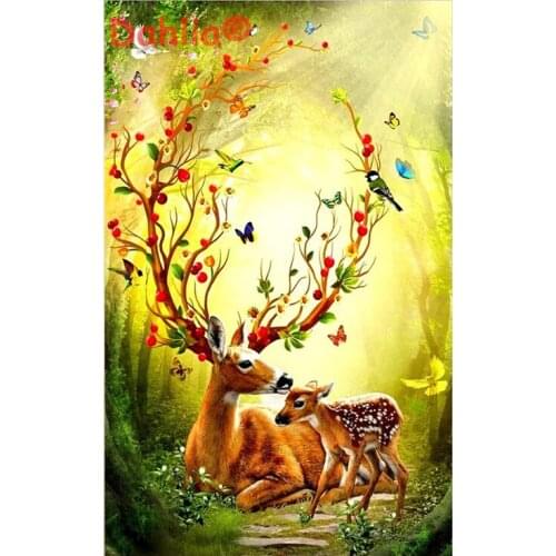 Deer mother and child Animal Handmade Needlework Embroidery DIY Cross Stitch Kits Crafts 14CT Unprinted Home decor wall Arts