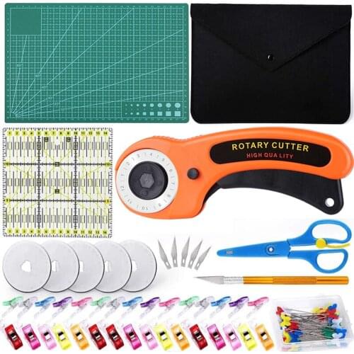 Imzay 96PCS Rotary Cutter Kit With Blades, Cutting Mat, Patchwork Ruler, Carving Knife, Storage Bag, Sewing Clips