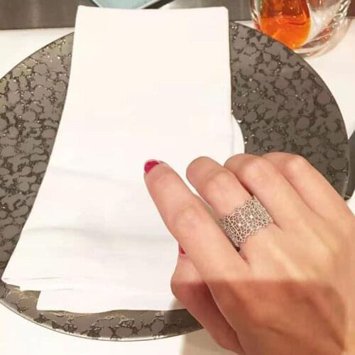 2021New Korea Luxury Fashion Hollow Out Open Ring AAAzirconia for Women Engagement Anniversary Birthday Gift for Female