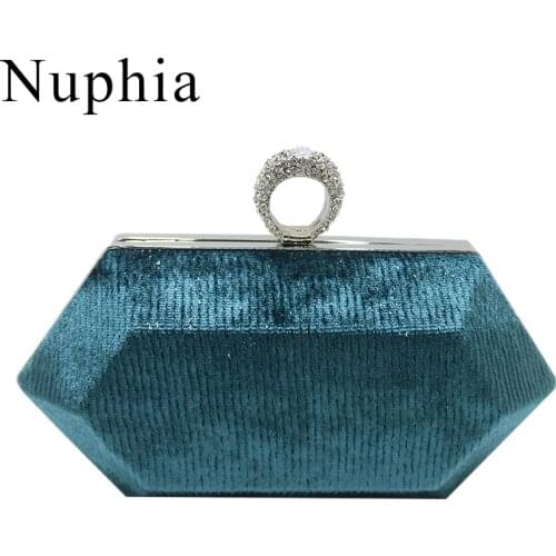 Nuphia New Ring Knuckle Clutch Hard Box Evening Clutch Bags and Evening Bags for Women Party Prom Green Purple Gold Silver
