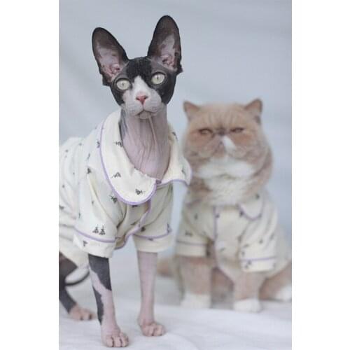 Cat Clothes Pet Shirt Hairless Cat Small Dog Clothes Tracksuit Pajamas Style Sweater clothes for cats sphynx cat clothes