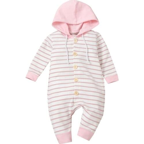 Baby Boy Girl Clothing Infant Newborn Stripe Romper Kids Casual Hoodies Bodysuit Autumn Winter Newborn Baby Long Sleeve Jumpsuit