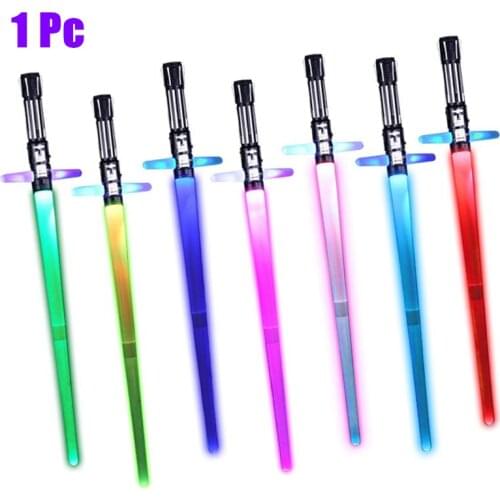 OOTDTY 1 Pc Retractable Light Sound Cross Light Saber Toys Luminous Laser Sword Light Up Led Flashing Lightstick