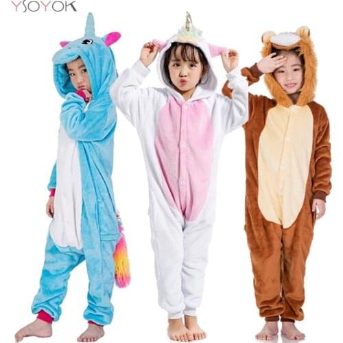 Kigurumi boy girl unicorn pajamas unicornio lion animal pyjamas onesie kids children sleepwear baby jumpsuit sleepers blanket