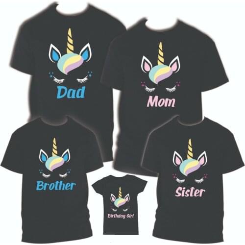 Unicorn Birthday Matching T-Shirt Family Matching Outfits Dad Mom and Kids Big Family Suit T Shirt Gift