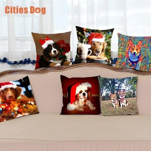 Pillows cushion cover dog Christmas decorative Pillowcase covers Christmas present dakimakura almofada Animal sofa cojines