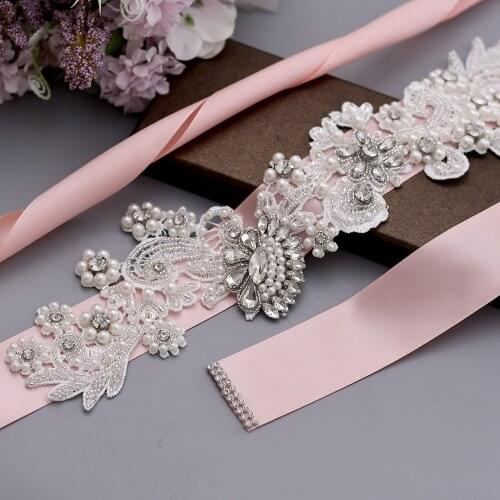 S157 New Embroidery Rhinestone Belt Wedding Bridal Bridesmaid Dress Accessories Bride Garter Belts Woman Prom Evening Dresses