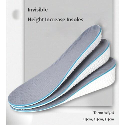 Invisible height Increase Insoles High Elasticity Soft Breathable Sport Sole Pad for Unisex Shock Absorption Cushion