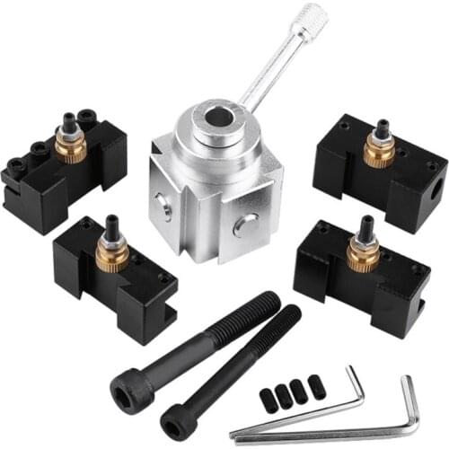 1Set Tool Post Holder Aluminum Alloy Quick Change Tool Post Mini Lathe Tool Post and Holder Kit Lathe Accessary