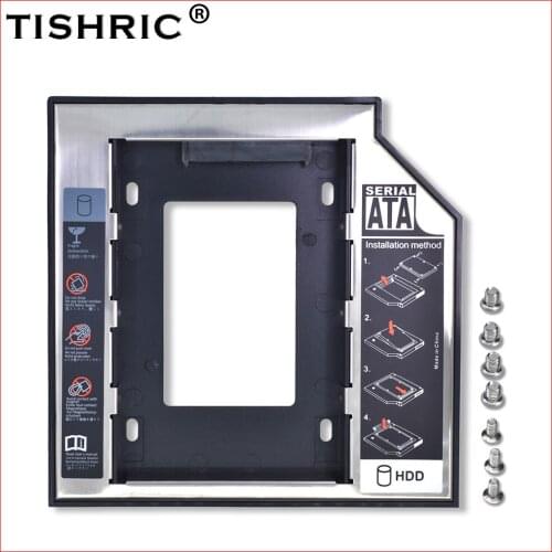 TISHRIC 9.5mm hdd caddy SATA3.0 2.5 HD 2nd Caddy SSD Hard Disk Drive Adapter Box Enclosure For Laptop CD-ROM DVD-ROM Optical Bay