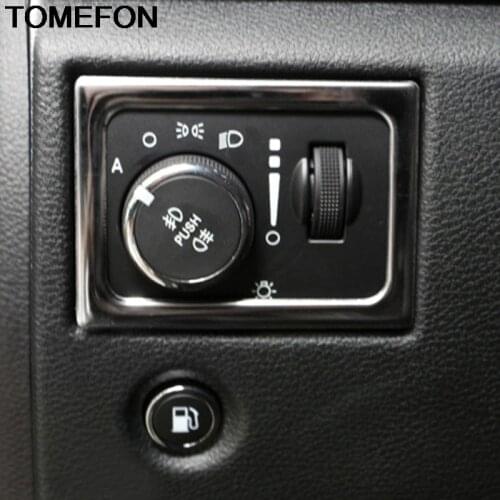TOMEFON For Jeep Grand Cherokee 2011-2018 Interior Headlight Lamp Switch Cover Trim ABS Chrome Car Overlay Styling 1pcs