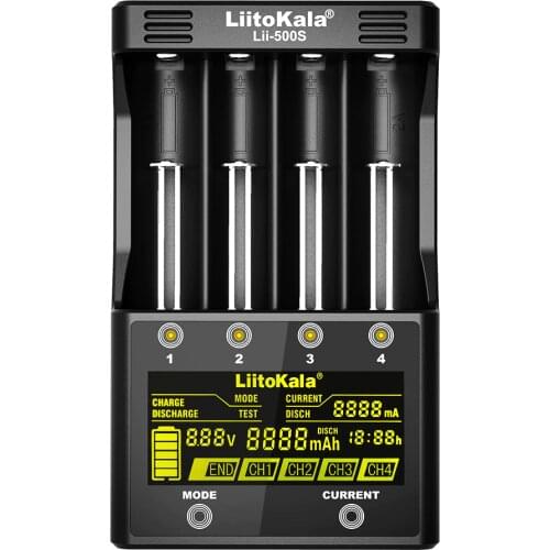 LiitoKala lii-500S lii 500S LCD Smart Battery Charger 1.2V 3.7V 18650 17500 26650 AA AAA Lipo Lithium Flashlight Battery Charger