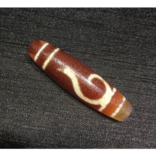 Royal Magic Power Tibetan old Red Agate As You Wish Hook Vein dZi Bead Amulet Talisman LKbrother