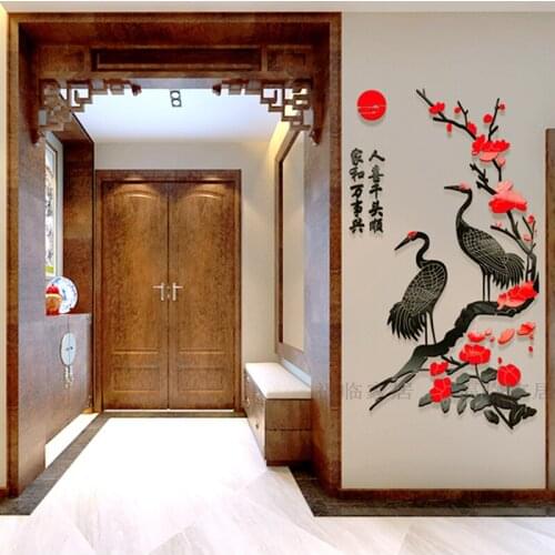 WS147 Crane Yakli 3D wall sticker restaurant Xuanguan corridor aisle TV background wall paper decorative painting