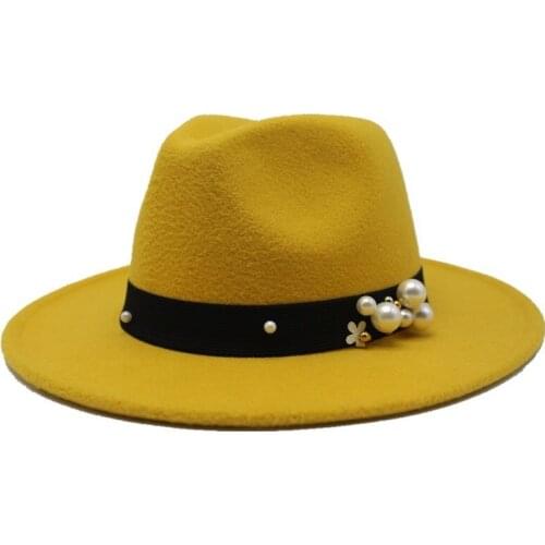 Winter Womens Felt Hat Wide Brim Imitation Wool Fedora Hats Jazz Hat Classical Felt Floppy Cloche Cap Top Hat Chapeau 14 colors