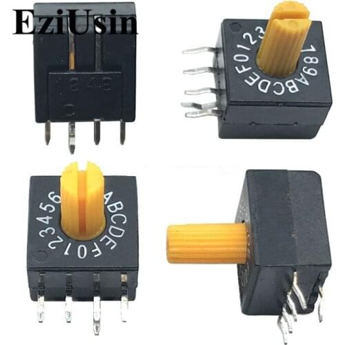 0-F 16 Rotary Coding Knob Switch DIP 5pins 8421C 7mm Shank 4:1 PCB Switching 5p