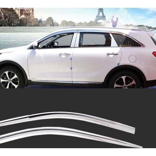 1 Set Brand New Chrome Side Vent Sun Shade Window Visors Rain Guard Deflectors For Kia Sorento 2014-2018