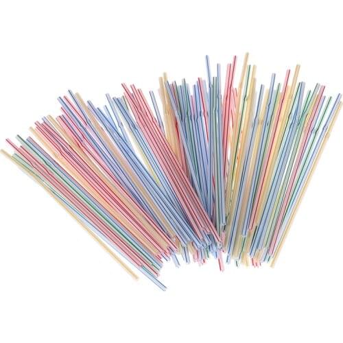 100PCS/set 21cm Colorful Curved Plastic Drinking Straw Cocktail Lounge Wedding Birthday Party