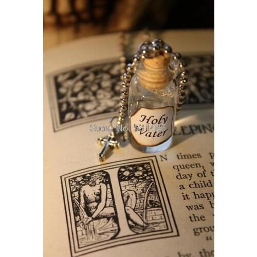 12pcs/lot Glass bottle Necklace Holy Water Vampire Necklace Halloween Jewelry