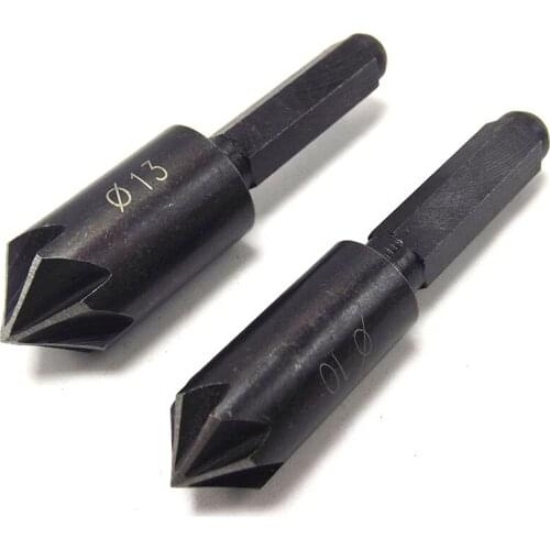 2pcs Gun Drill Bit Seven Flute Chamfer Reamer Hex Shank Countersink Chamfering Cutter Hole Saw set