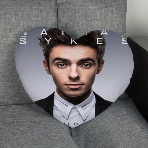 2018 New arrival Custom zipper Pillowcase Cover Nathan Sykes Heart Shape Pillow Cover Size 41x36cm,47x42cm