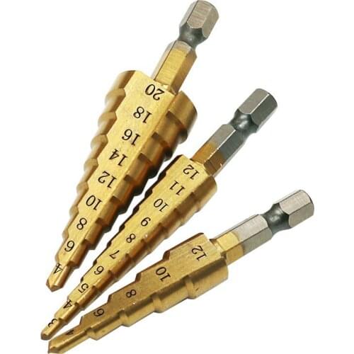 3-12/4-12/4-20 3pcs/set HSS Step drill bit set Titanium drill bit Set Drill small hole
