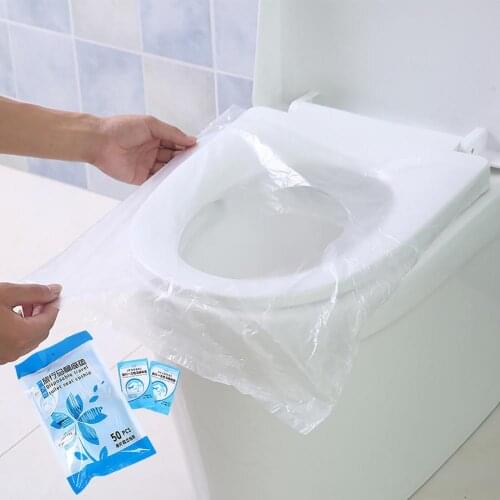 50pcs/Set Portable Disposable Toilet Seat Waterproof Maternal Restroom Toilet Seat Pad Plastic Non-Slip For Travel/Camping