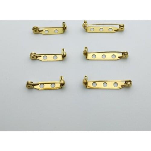 50pcs Gold Pated Stainless Steel Brooch Base Back Bar Badge Holder Finding Safe Lock Brooch Pins for DIY Jewelry Accessories