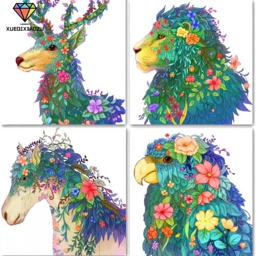 5D DIY Diamond Painting Kit Art Animal Lion Painting Full Circle Diamond Embroidery Plant Flower Cross Stitch Home Decoration