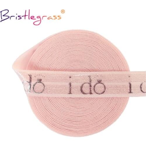 BRISTLEGRASS 2 5 10 Yard 5/8" 15mm I Do Diamond Foil Print Foldover Elastic FOE Spandex Band Tape Bridal Wrist Tie Wedding Party