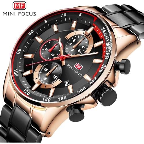 Watches Mens 2020 Waterproof Top Brand Luxury Quartz Chronograph Sub-dial Calendar Multi Function Big Stainless Steel MINI FOCUS