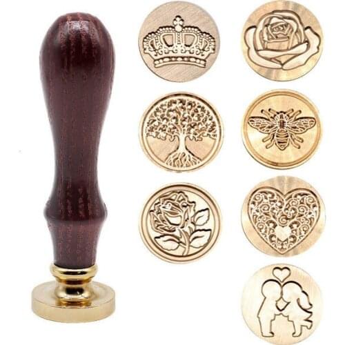 Tree Pattern Wax Seal Stamps Retro Happy Birthday Antique Wooden Sealing Scrapbooking Sollos stempel Craft Wedding Decorative