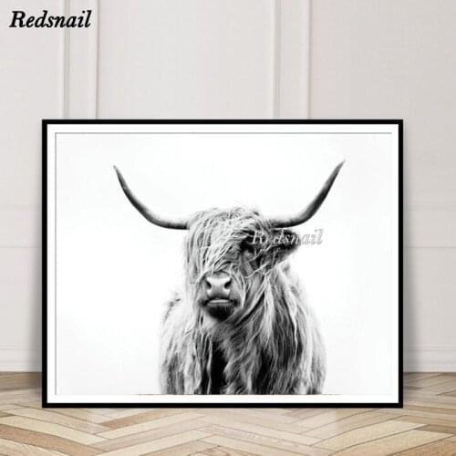 DIY Diamond painting Highland Cow Black And White 5D Square/Round Drill mosaic Diamonds Embroidery Wall Art Animal EE918