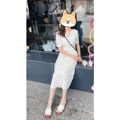 Elfbop Ladies V Neck Short Sleeve Button Front Floral Printed Midi Dress With Short Sleeve