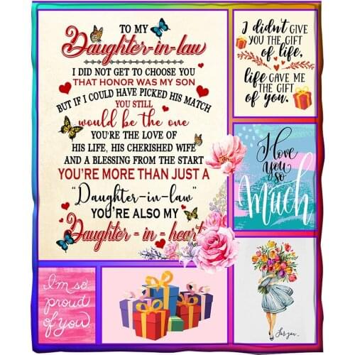 To My Daughter in law 3d printed fleece blanket for Beds Hiking Picnic Thick Quilt Fashionable Bedspread Sherpa Throw Blanket 01