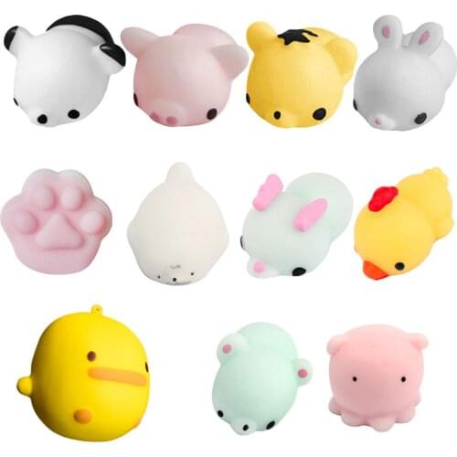 Besegad Mini Mochi Squishy Cartoon Rabbit Tiger Paw Bear Panda Animal Antistress Abreact Ball Squeeze Sticky Relieves Stress Toy