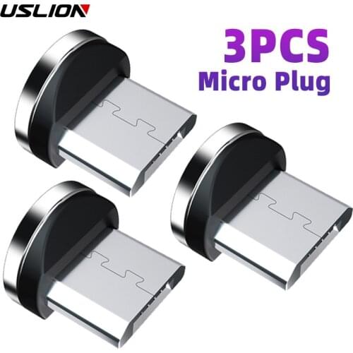 USLION 3 Pcs Magnetic Plug Magnetic Charging Cable Tips Adapter 8 Pin Micro Type C Magnet Connector For iphone Xiaomi Huawei