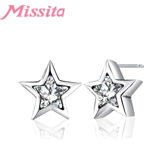 MISSITA New Fashion Sparkling Star Earrings For Women Silver Color Jewelry Brand Wedding Stud Earring HOT SELL