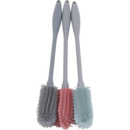 Multifunctional Kitchen Cleaning Brush Soft Silicone Cleaning Cup Brush With Long Handle Vacuum Flask Bottle Cleaning Brush Tool