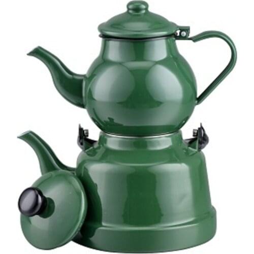 Enamel Nostalgic Medium Size Teapot Set-Green Color