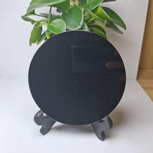 New arrivals high quality 100% natural black obsidian stone circle disk round plate fengshui mirror for home & office decor