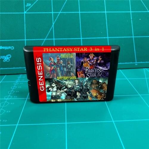 Phantasy Star II III IV 3 in 1 Battery Save - 16 bit MD Games Cartridge For MegaDrive Genesis console