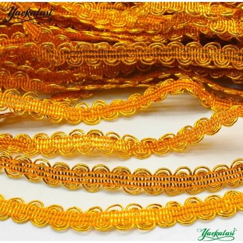 YACKALASI 25 Yds/Lot S Braid Lace Band Golden Cosplay Ribbon Costumes Appliqued Belt Sewing Apparel Trims 5MM-8MM Wide