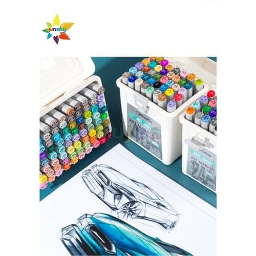 Superior 12/24/40/60/80/240 color Soft head art marker set animation art students special double head oily skin color marker